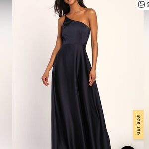 Lulu's Navy One-Shoulder Gown